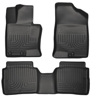 Kia Optima Floor Liners - Front + Rear - Husky Liners - WeatherBeater - Black - `11-`14 Kia Optima Floor Liners - Front + Rear - Husky Liners - WeatherBeater - Black - `11-`14